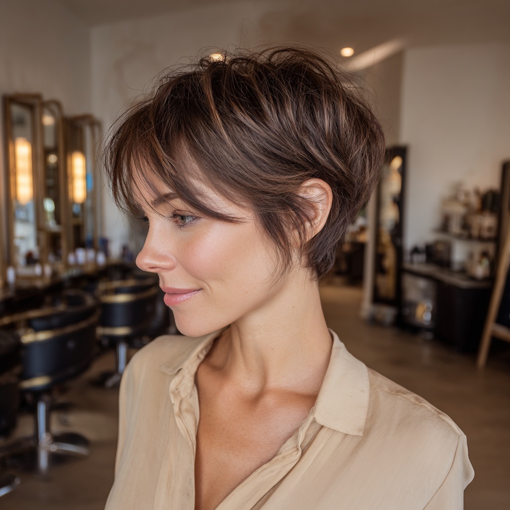 Soft Cocoa Micro Highlight Pixie for Quiet Depth