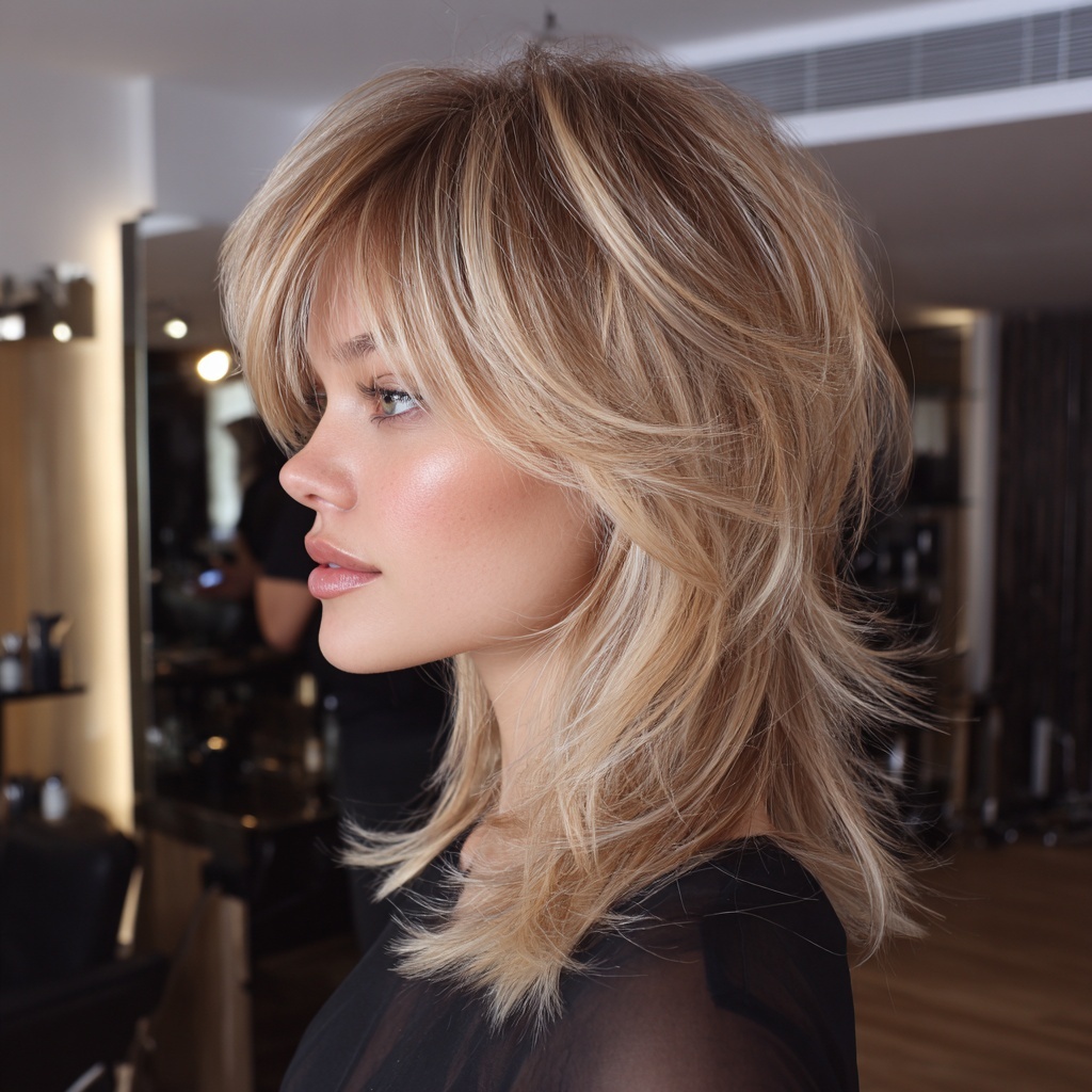 Soft Layered Shag with Smoky Vanilla Blonde Ribbons