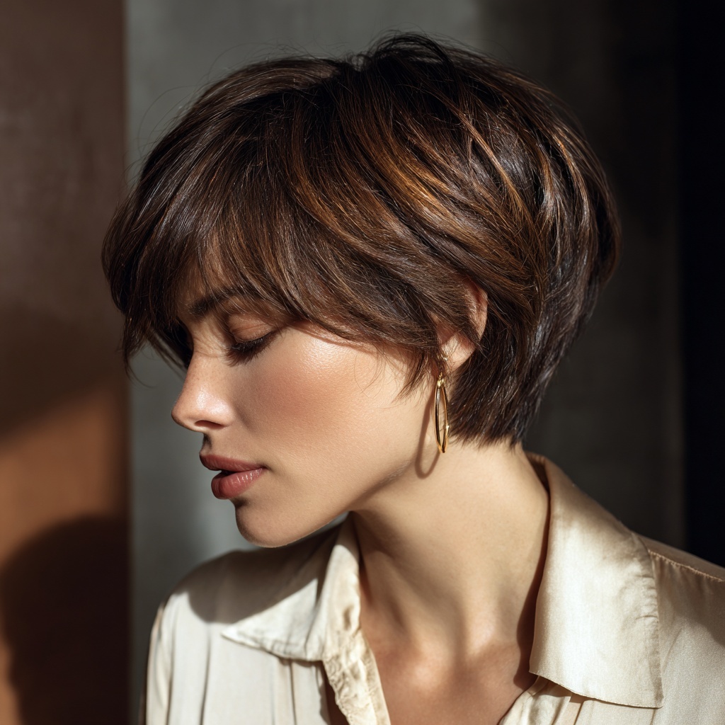 Soft Maple-Brown Pixie with Polished Flow
