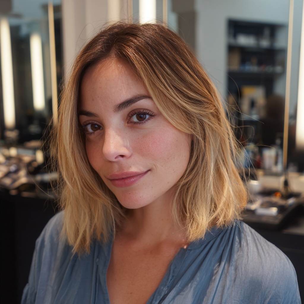 Subtle Ombre Butterfly Bob with Gradient Lightness