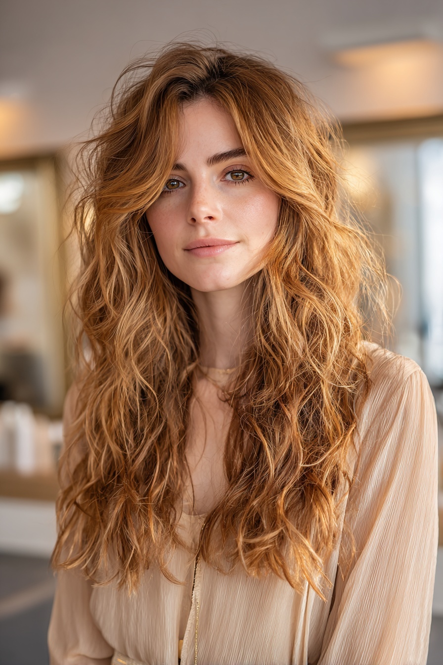 Sunkissed Honey Shag with Tousled Flow