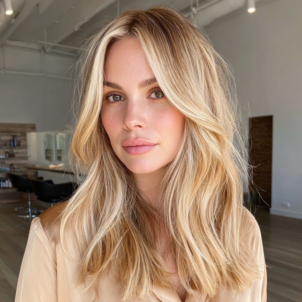 Sunlit Blonde Balayage With Natural Flow
