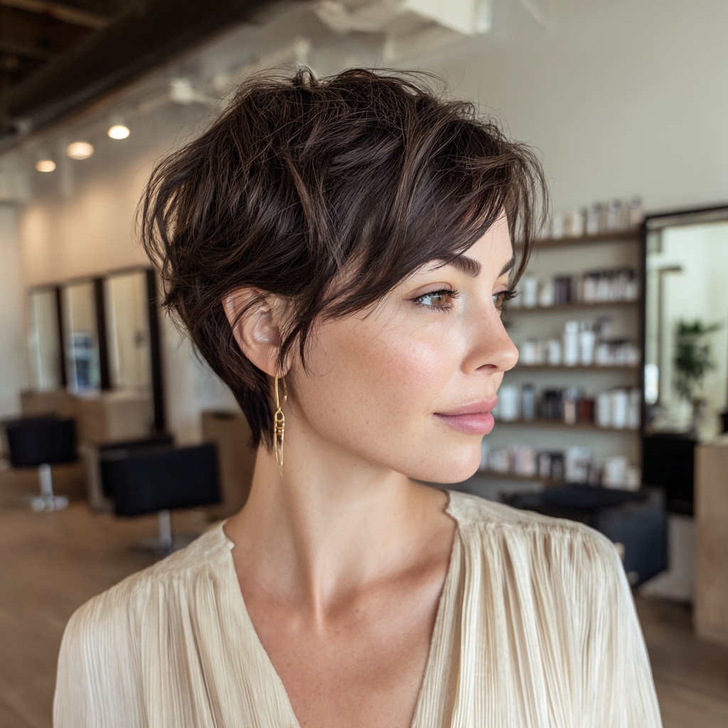 Textured Angled Pixie with Sculpted Lift