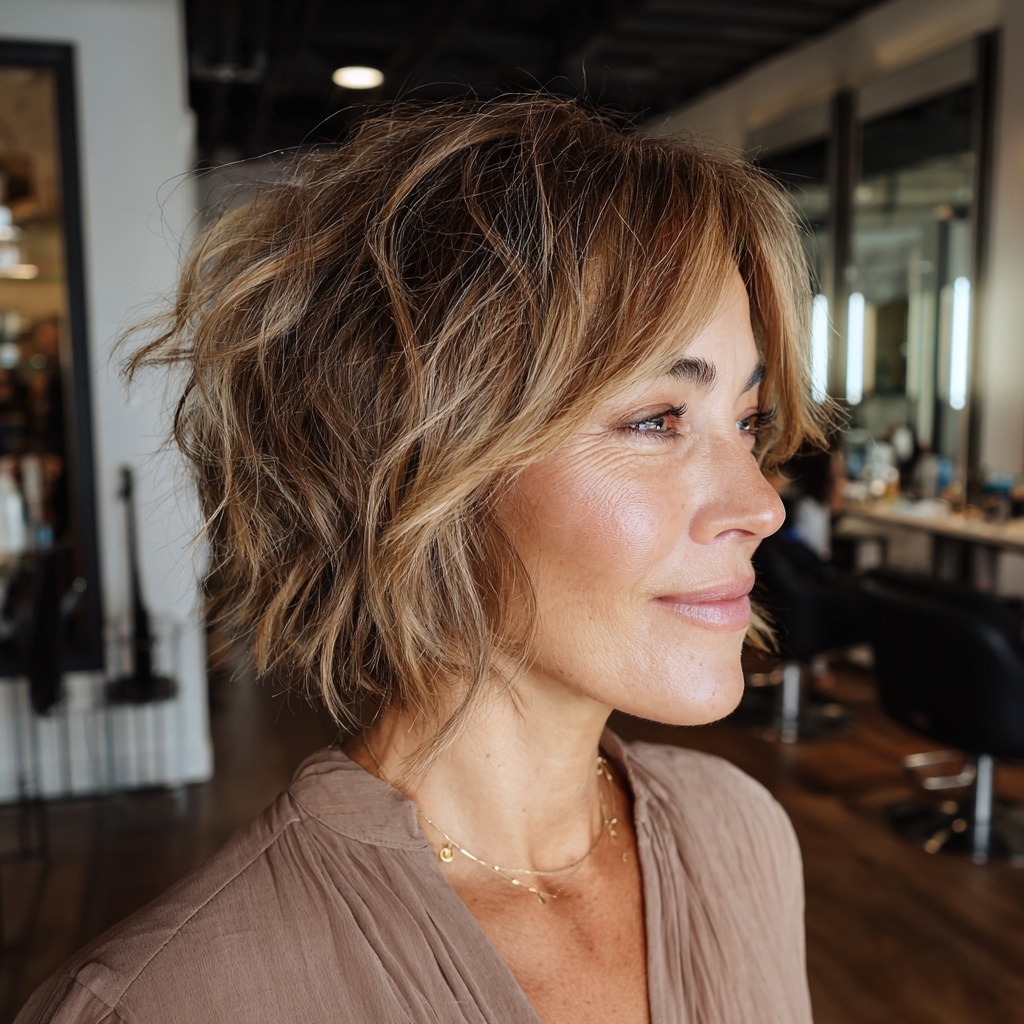 Textured Butterfly Bob with Edgy Dimension