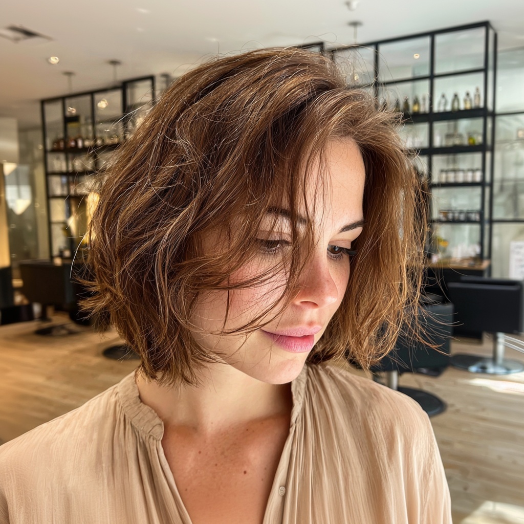 Textured Micro Bob with Tousled Ends