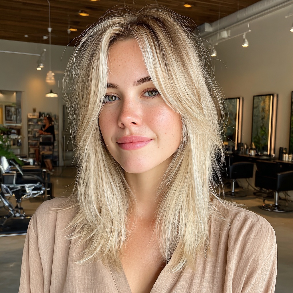 Textured Mid-Length Cut with Airy Curtain Fringe