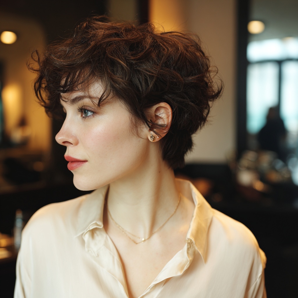 Textured Short Pixie Holding Quiet Balance