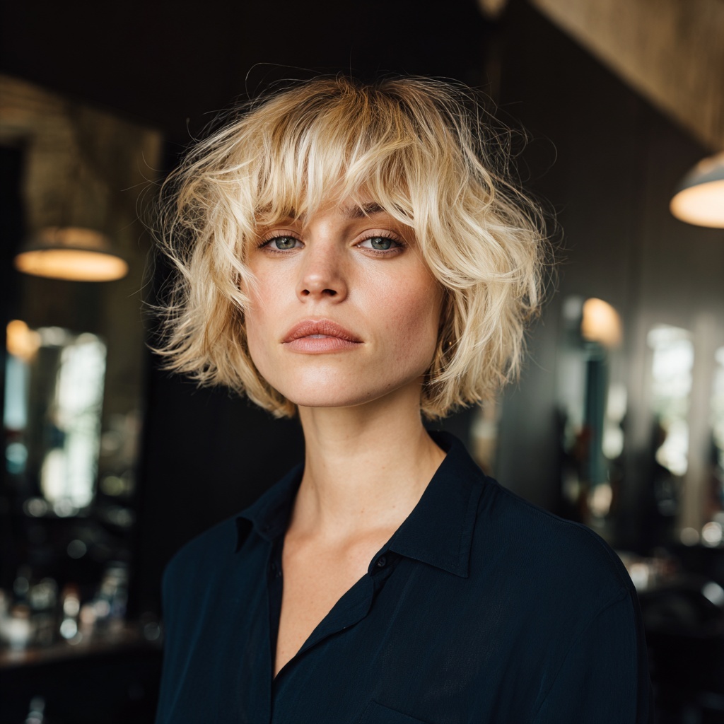 Tousled Blonde Bob With Casual Texture