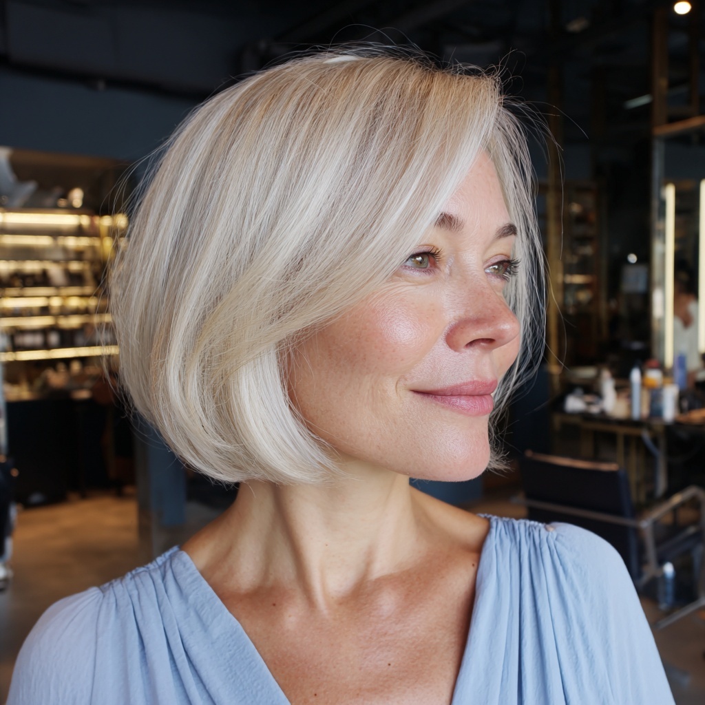 Vanilla-Cream Sombre Bob with Subtle Radiance