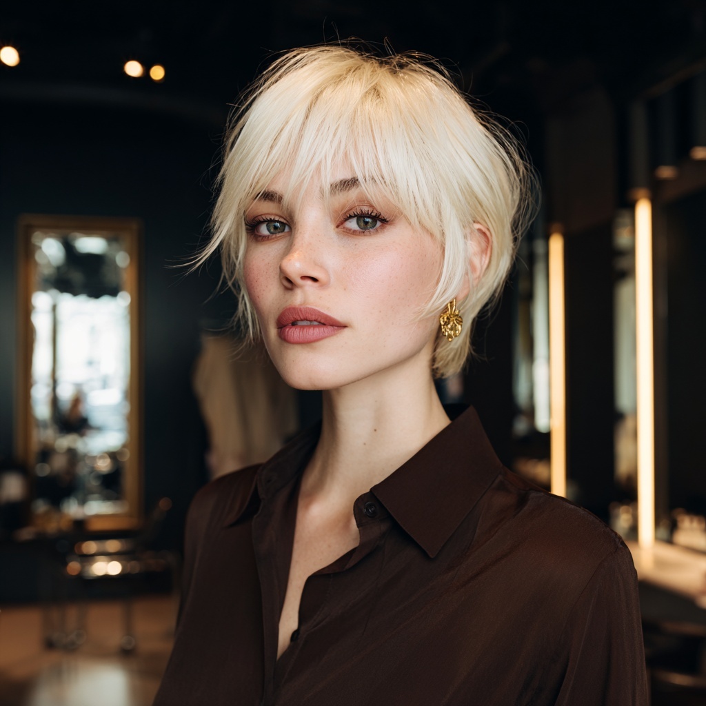 Vanilla Pixie with Glassy Bangs