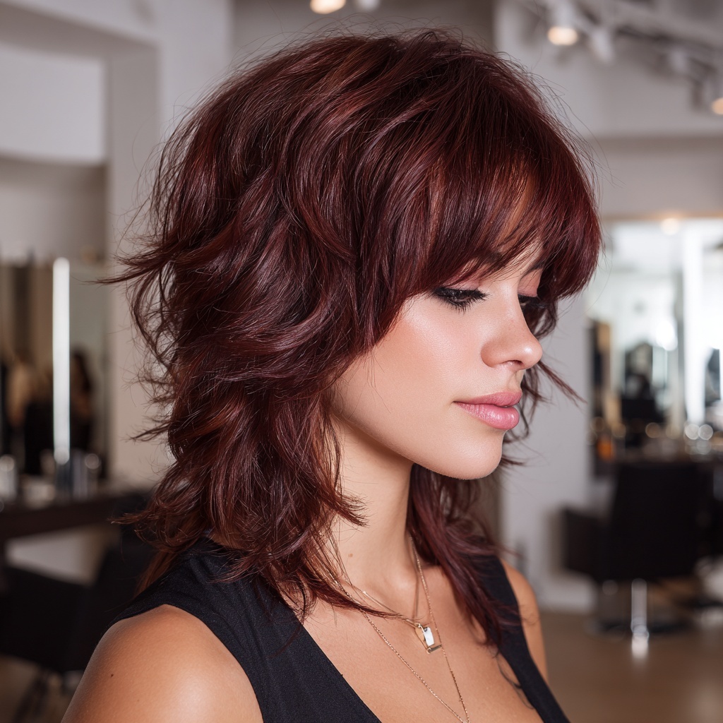 Wispy Shag Layers in Mahogany Red